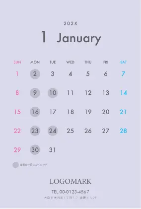 上品で洗練された大人かわいいダスティーカラーのおしゃれカレンダーデザイン。シンプルでおしゃれカレンダーminiA6ブックCAH-002E2