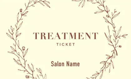 美容室・ネイルサロン・ヘアサロン向けのナチュラルな雰囲気と癒しの空間を感じさせる草フレームの落ち着いた雰囲気のおしゃれな割引クーポン制作TKM-021K