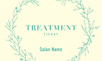 美容室・ネイルサロン・ヘアサロン向けのナチュラルな雰囲気と癒しの空間を感じさせる草フレームの落ち着いた雰囲気のおしゃれな割引クーポン制作TKM-021L