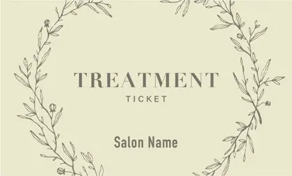 美容室・ネイルサロン・ヘアサロン向けのナチュラルな雰囲気と癒しの空間を感じさせる草フレームの落ち着いた雰囲気のおしゃれな割引クーポン制作TKM-021N