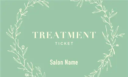 美容室・ネイルサロン・ヘアサロン向けのナチュラルな雰囲気と癒しの空間を感じさせる草フレームの落ち着いた雰囲気のおしゃれな割引クーポン制作TKM-021R