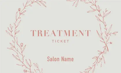 美容室・ネイルサロン・ヘアサロン向けのナチュラルな雰囲気と癒しの空間を感じさせる草フレームの落ち着いた雰囲気のおしゃれな割引クーポン制作TKM-021T