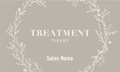 美容室・ネイルサロン・ヘアサロン向けのナチュラルな雰囲気と癒しの空間を感じさせる草フレームの落ち着いた雰囲気のおしゃれな割引クーポン制作TKM-021X