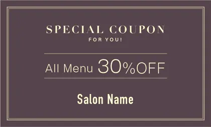 美容室・ネイルサロン・ヘアサロン向けのシックで落ち着いたダスティカラーの洗練された印象を与えるシンプルな2重線フレームの高級感あるおしゃれな大人可愛い割引クーポン制作TKM-026N