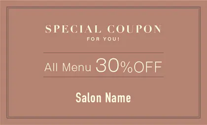 美容室・ネイルサロン・ヘアサロン向けのシックで落ち着いたダスティカラーの洗練された印象を与えるシンプルな2重線フレームの高級感あるおしゃれな大人可愛い割引クーポン制作TKM-026P