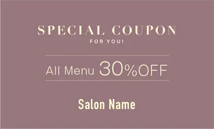 美容室・ネイルサロン・ヘアサロン向けのシックで落ち着いたダスティカラーの洗練された印象を与えるシンプルで高級感あるおしゃれな大人可愛い割引クーポン制作TKM-027J