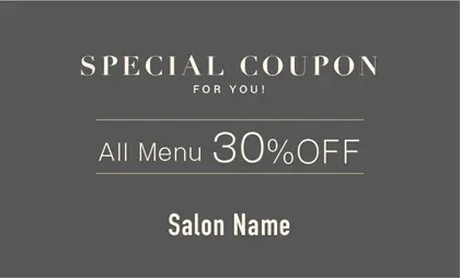 美容室・ネイルサロン・ヘアサロン向けのシックで落ち着いたダスティカラーの洗練された印象を与えるシンプルで高級感あるおしゃれな大人可愛い割引クーポン制作TKM-027M