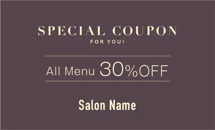 美容室・ネイルサロン・ヘアサロン向けのシックで落ち着いたダスティカラーの洗練された印象を与えるシンプルで高級感あるおしゃれな大人可愛い割引クーポン制作TKM-027N