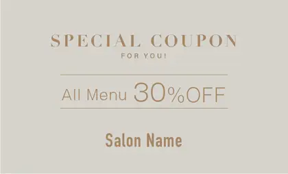 美容室・ネイルサロン・ヘアサロン向けのシックで落ち着いたダスティカラーの洗練された印象を与えるシンプルで高級感あるおしゃれな大人可愛い割引クーポン制作TKM-027B