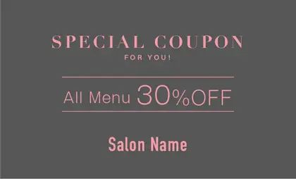 美容室・ネイルサロン・ヘアサロン向けのシックで落ち着いたダスティカラーの洗練された印象を与えるシンプルで高級感あるおしゃれな大人可愛い割引クーポン制作TKM-027H