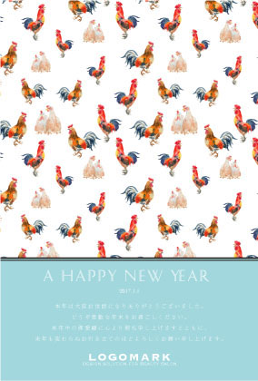 美容室ネイルサロンのかわいい年賀状 にわとり柄のかわいいシンプルな年賀状2017