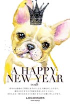 かわいい年賀状デザイン 美容室ネイルサロン犬のイラスト年賀状 ボール紙白