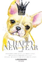 かわいい年賀状デザイン 美容室ネイルサロン犬のイラスト年賀状 グレー