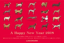 オシャレかわいい年賀状デザイン 美容室ネイルサロン犬のイラスト年賀状 グレー