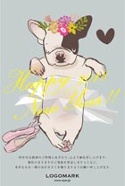 ガーリーかわいい年賀状デザイン 美容室ネイルサロン犬のイラスト年賀状 ボール紙白