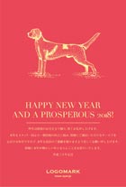 シンプルかわいい年賀状デザイン 美容室ネイルサロン犬のイラスト年賀状 グレー