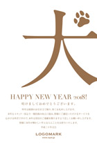 2018 年賀状 | 美容室ネイルサロン いぬの漢字が和柄でかわいい年賀状 ボール紙白