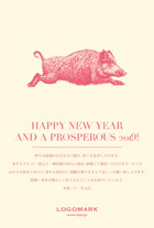 2019年賀状猪戌亥 美容室ネイルサロンおしゃれなトラッドフレームがおしゃれ年賀状デザイン ピンク