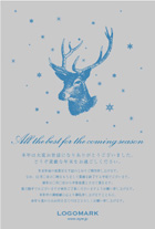 美容室・ネイル・マツエクサロン お洒落でかわいい鹿と雪のなクリスマスカード&年末挨拶状 グレーブルー