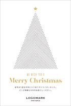 美容室・ネイルサロン・アイラッシュサロンの 大人シックな幾何学的クリスマスツリーデザインのクリスマスカード&年賀状 赤