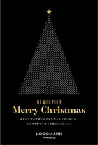 美容室・ネイルサロン・アイラッシュサロンの 大人シックな幾何学的クリスマスツリーデザインのクリスマスカード&年賀状 青