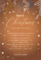 クリスマス＆冬の枝葉のデザインがおしゃれなクリスマスカード年末挨拶状 X025D