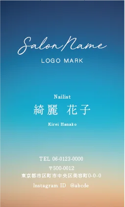 斜めストライプのフレームデザインが動きと軽やかさを感じるおしゃれデザイン美容サロン名刺デザインMEI-025K