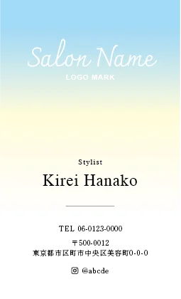 斜めストライプのフレームデザインが動きと軽やかさを感じるおしゃれデザインのサロン名刺 031