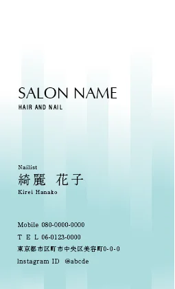 斜めストライプのフレームデザインが動きと軽やかさを感じるおしゃれデザイン美容サロン名刺デザインMEI-035A