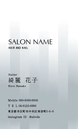 斜めストライプのフレームデザインが動きと軽やかさを感じるおしゃれデザイン美容サロン名刺デザインMEI-035L