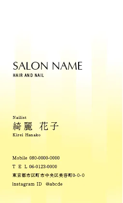 斜めストライプのフレームデザインが動きと軽やかさを感じるおしゃれデザインのサロン名刺 035