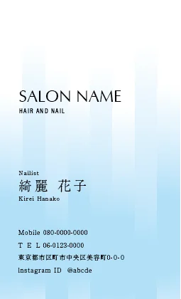 斜めストライプのフレームデザインが動きと軽やかさを感じるおしゃれデザイン美容サロン名刺デザインMEI-035C