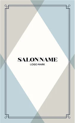 幾何学的なダイヤモンドパターンと柔らかなツートーンの組み合わせが特徴的なおしゃれデザイン美容サロン名刺デザインMEB-036J