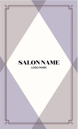 幾何学的なダイヤモンドパターンと柔らかなツートーンの組み合わせが特徴的なおしゃれデザイン美容サロン名刺デザインMEB-036K