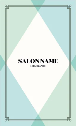 幾何学的なダイヤモンドパターンと柔らかなツートーンの組み合わせが特徴的なおしゃれデザイン美容サロン名刺デザインMEB-036L