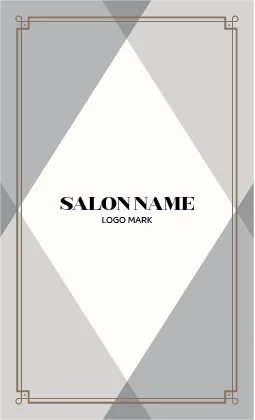 幾何学的なダイヤモンドパターンと柔らかなツートーンの組み合わせが特徴的なおしゃれデザイン美容サロン名刺デザインMEB-036O