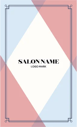 幾何学的なダイヤモンドパターンと柔らかなツートーンの組み合わせが特徴的なおしゃれデザイン美容サロン名刺デザインMEB-036P