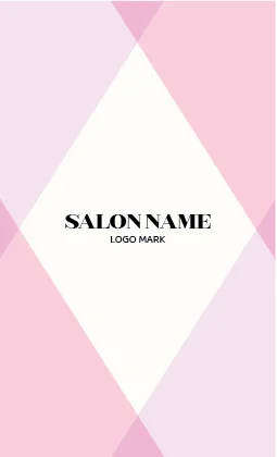 幾何学的なダイヤモンドパターンと柔らかなツートーンの組み合わせが特徴的なおしゃれデザイン美容サロン名刺デザインMEB-036E