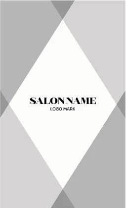 幾何学的なダイヤモンドパターンと柔らかなツートーンの組み合わせが特徴的なおしゃれデザイン美容サロン名刺デザインMEB-036G