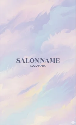 雲のような柔らかな質感と、虹色のグラデーションが織りなす幻想的なおしゃれデザインのサロン名刺 037