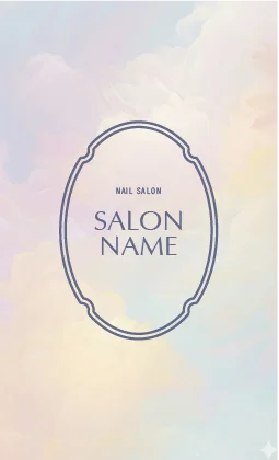 雲のような柔らかな質感と、虹色のグラデーションが織りなす幻想的なおしゃれデザインの美容サロン名刺デザインMEB-037E