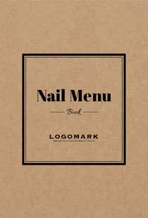 メニュー表2折り正方形のシンプルな2重線のフレームがおしゃれ大人かわいい007B