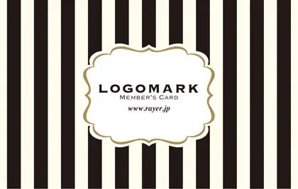 大人かわいいストライプと中央にかわいいロゴを配置したおしゃれなフレームが特徴の2折スタンプカード003A