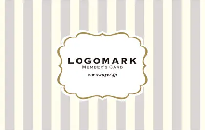 大人かわいいストライプと中央にかわいいロゴを配置したおしゃれなフレームが特徴の2折スタンプカード003G