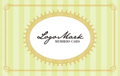 ストライプ模様とお菓子箱の様なアンティーク枠が可愛いおしゃれなデザインの2折スタンプカード008F