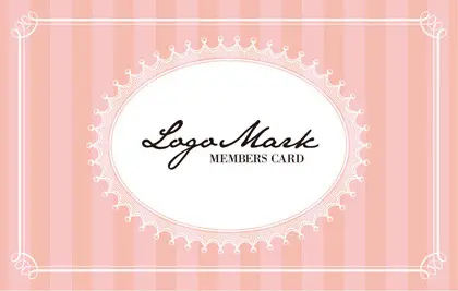 ストライプ模様とお菓子箱の様なアンティーク枠が可愛いおしゃれなデザインの2折スタンプカード008G