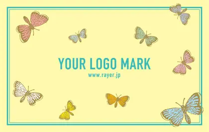 蝶が舞うデザインがとっても可愛い大人かわいいおしゃれなデザインの2折スタンプカード017A