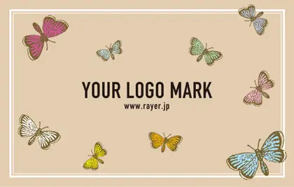 蝶が舞うデザインがとっても可愛い大人かわいいおしゃれなデザインの2折スタンプカード017B