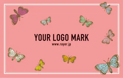 蝶が舞うデザインがとっても可愛い大人かわいいおしゃれなデザインの2折スタンプカード017D