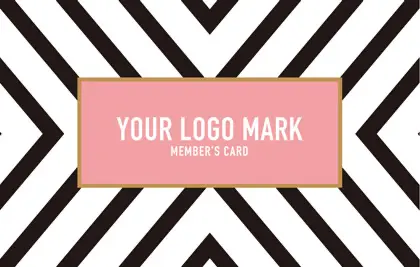 コンサバ風、白黒の線デザインと可愛い色のタグフレームの大人カッコいい&かわいいおしゃれなデザインの2折スタンプカード018B